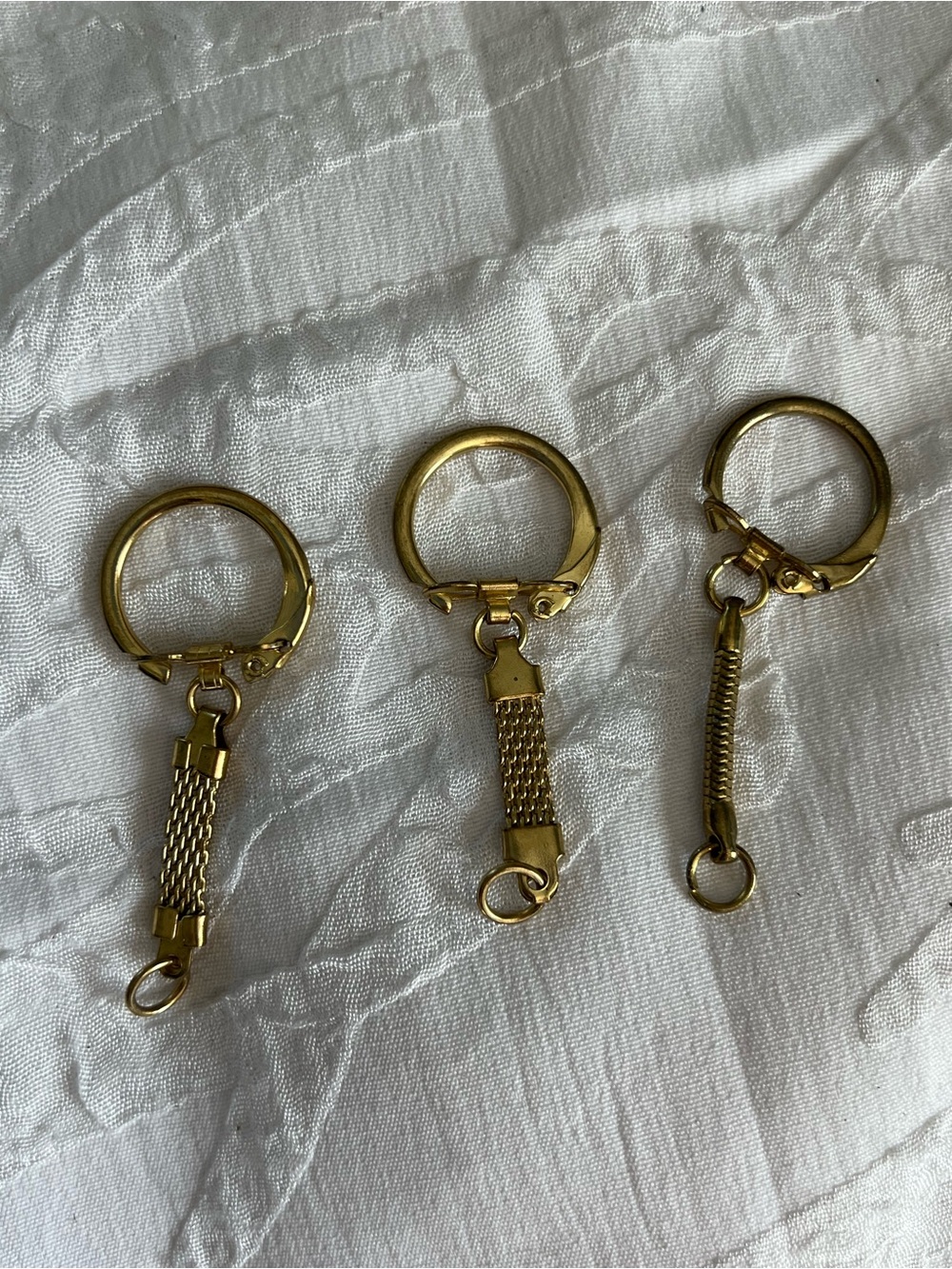 Gold Tone Keychain Charms - Set of 3 vintage
